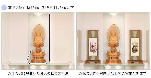 ネクストモダン仏壇 ティアラ フルホワイト 19号の仏像設置場所
