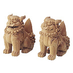 獅子 1対入 ケヤキ 木地