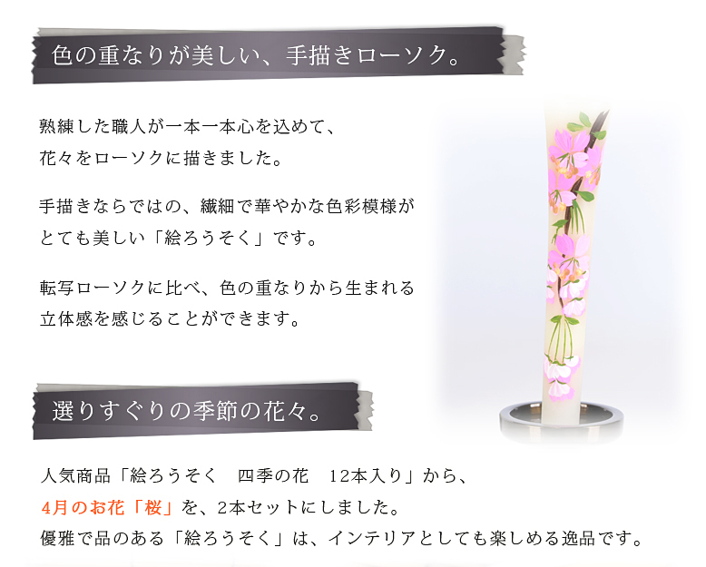 絵ろうそく 【4月桜（手描き）3号】