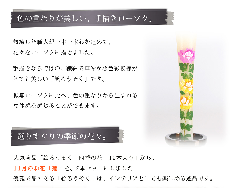 絵ろうそく  【11月菊（手描き）3号】