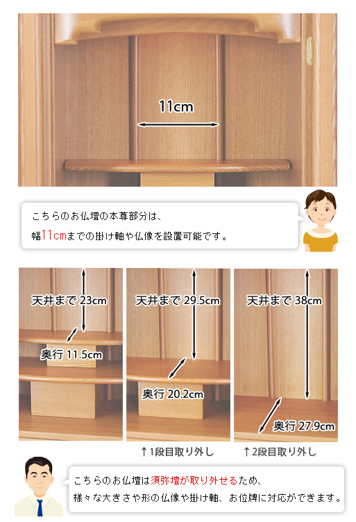 モダンミニ仏壇 イーグル ライトの寸法図