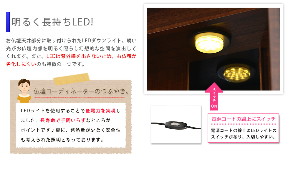 ポイント7 明るく長持ちLED