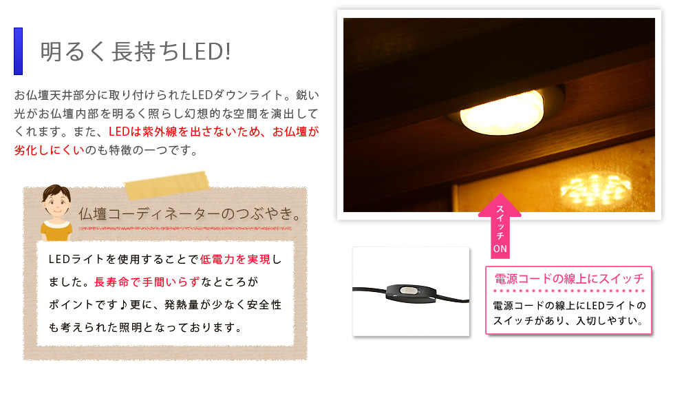 ポイント7 明るく長持ちLED