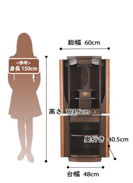 モダン仏壇グレースの寸法図