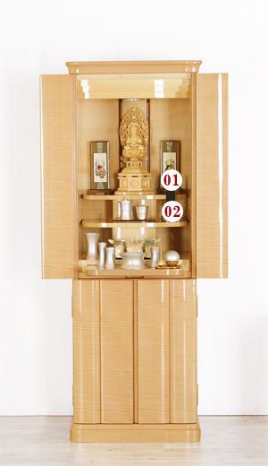 モダン仏壇 レモングラス シカモアの位牌設置