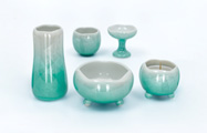 ほのか銀彩グリーン5具足