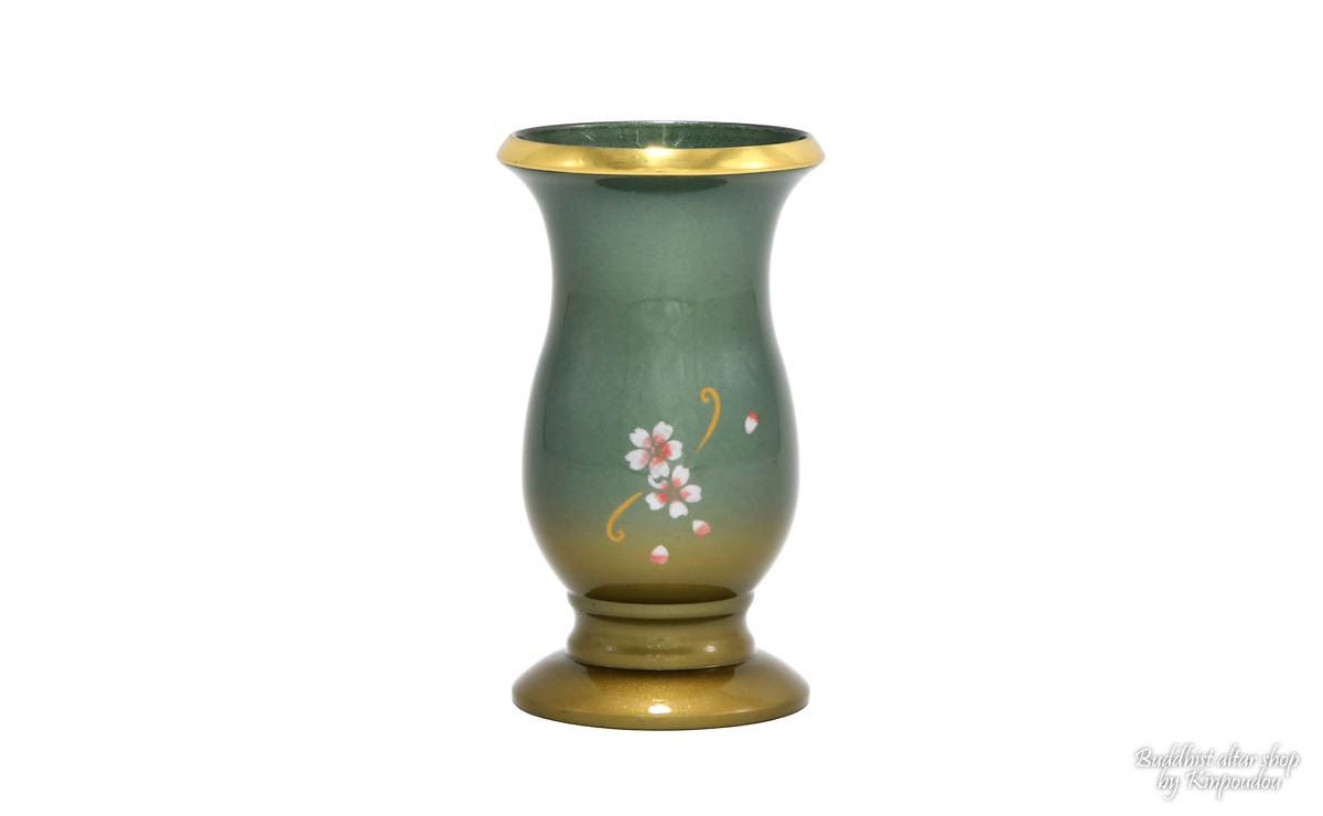 銅器 フルール マットグリーン 桜蒔絵 銅器 フルール マットグリーン 桜蒔絵