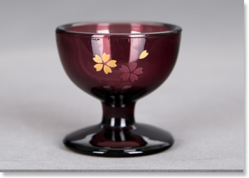 ガラス　ワイン桜 仏器（仏飯器）
