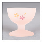 ガラス くもりガラス ピンク桜 仏器（仏飯器）【ガラス】