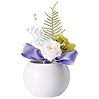 プリザーブドフラワー 陶器付 花来（かこ）パールホワイト