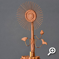 檀木 東立弥陀如来像 金泥書 放射光背・六角台座 フォトギャラリー