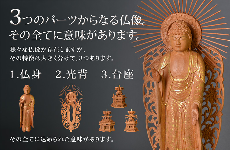 檀木『西立弥陀如来像』3つのポイント