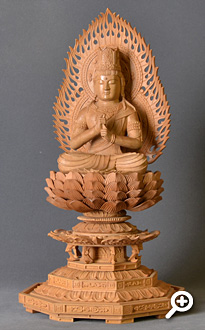白檀 大日如来像・上彫仏 火炎光背・正八角台座 フォトギャラリー