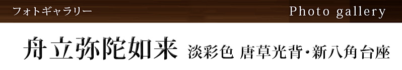 ツゲ 『舟立弥陀如来像 唐草光背』 淡彩色 金泥書 唐草光背 新八角台座