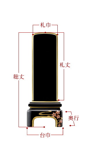 塗位牌 『かなで 桜』 サイズ寸法
