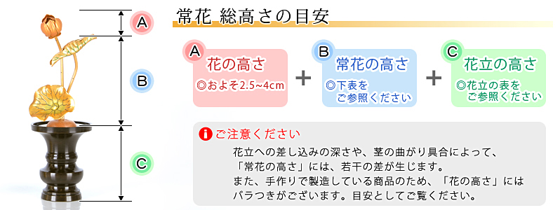 アルミ常花 3本立 淡彩色 サイズ