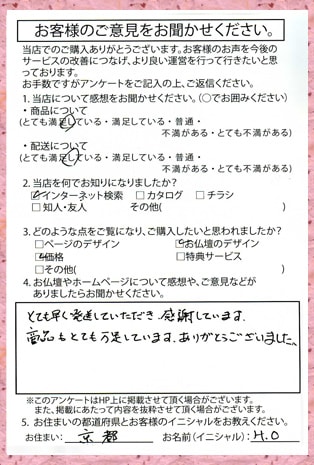 メモリアル仏壇へ　お客様からの手紙