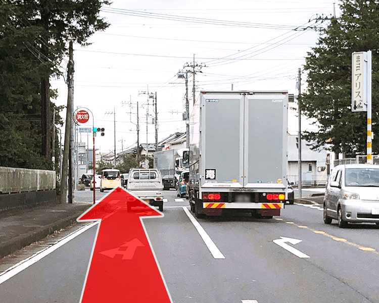 メモリアル仏壇 イオン野田への道順 交差点『野田市駅入口』を直進県道46号線を進む