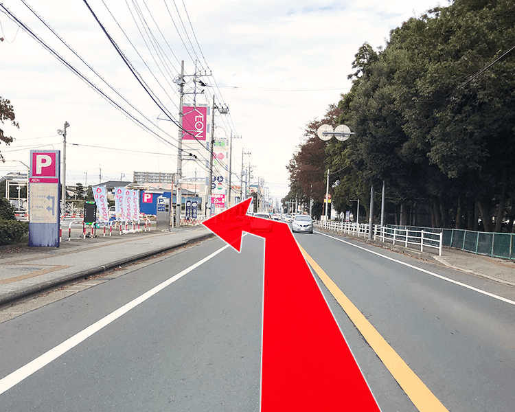 メモリアル仏壇 イオン野田への道順 左側に『イオンノア店の駐車場』が見えてきます