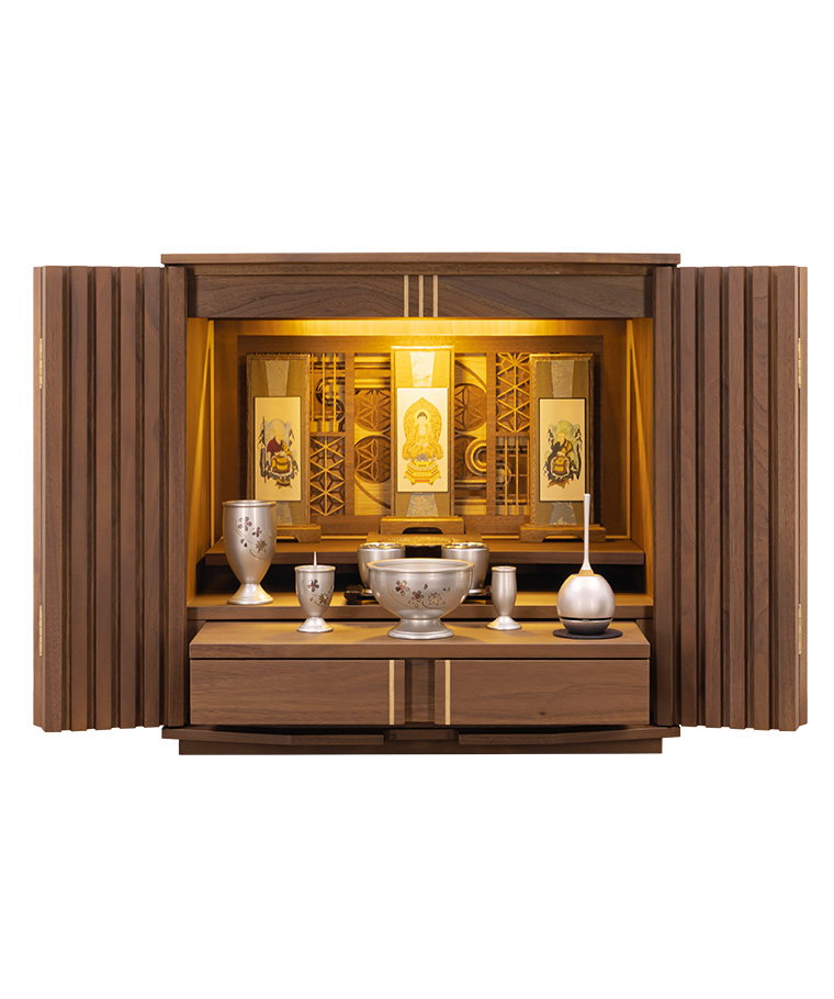 仏壇 ウォールナット材 モダン ミニ仏壇 ゆらり ウォールナット 無垢 16号 | 東京 浅草 仏壇