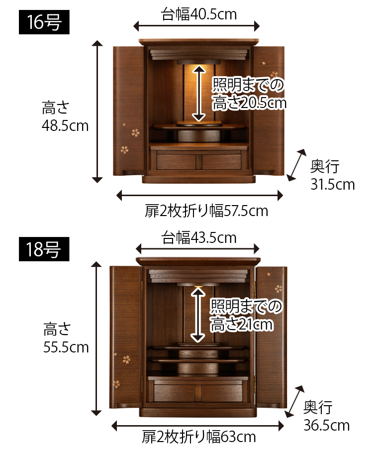 モダンミニ仏壇 クーペ ウォールナット 14号 16号 18号 | 仏壇・仏具
