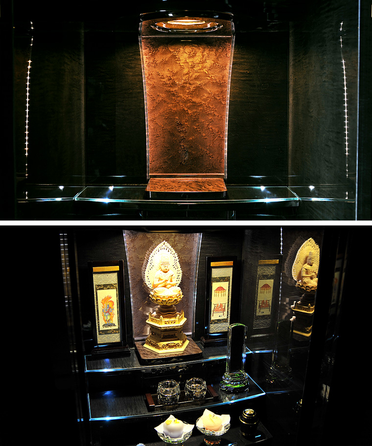 モダン仏壇「GRAND イオタ アースブラック」照明、須弥壇