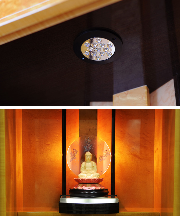 モダン仏壇「トキオ 19×48号」照明、須弥壇