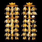 アルミ 輪灯瓔珞（1対）2重6段 金色付 平竿 白玉／赤玉 2.5寸～5.0寸